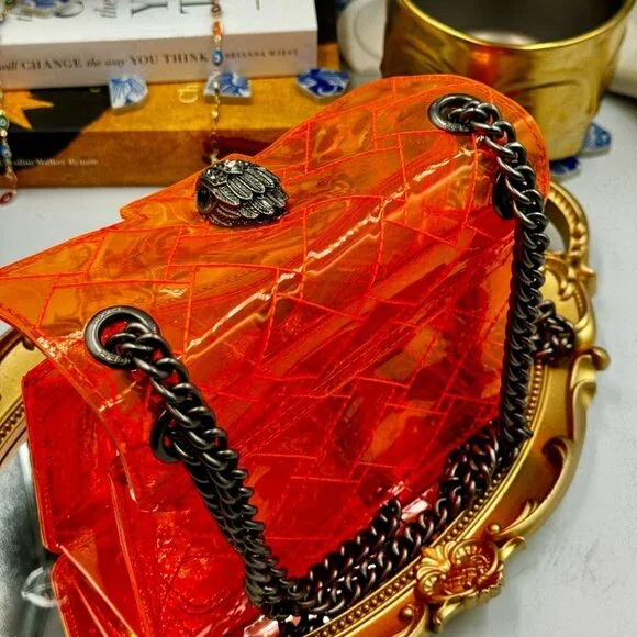 🆕 KURT GEIGER LONDON 🧿 NWOT Mini Kensington Crossbody Bag, Transparent Orange - Picture 12 of 15